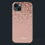 Blush Roze Rose Gold Glitter Monogram Name Hoesje- Case-Mate iPhone Case<br><div class="desc">Roos Gold - Blush Pink Faux Sparkle and Dripping Glitter Brushed Metal Monogram Name and Initiaal Phone. Dit maakt de perfecte liefhebbende 16 verjaardag,  bruiloft,  vrijgezellenfeest,  verjaardagsdag,  baby shower of vrijgezellenfeest voor iemand die van luxe glam en stijl houdt.</div>