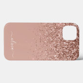 Blush Roze Rose Gold Glitter Monogram Name Hoesje- Case-Mate iPhone Case (Achterkant (horizontaal))