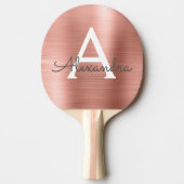 Blush Roze Rose Gold Metallic Folie Monogram Tafeltennisbatje (Voorkant)