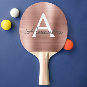 Blush Roze Rose Gold Metallic Folie Monogram Tafeltennisbatje