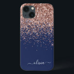 Blush Roze Rose Gold Navy Blue Glitter Monogram Ca Case-Mate iPhone Case<br><div class="desc">Roos Gold - Blush roze en Navy Blue Faux Sparkle en Dripping Glitter Brushed Metal Monogram Name and Initiaal Phone. Dit maakt de perfecte liefhebbende 16 verjaardag,  bruiloft,  vrijgezellenfeest,  verjaardagsdag,  baby shower of vrijgezellenfeest voor iemand die van luxe glam en stijl houdt.</div>