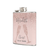 Blush Roze Rose Gold Ombre 21st Birthday Gift Heupfles (Links)