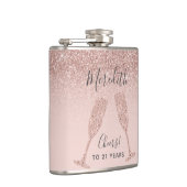 Blush Roze Rose Gold Ombre 21st Birthday Gift Heupfles (Rechts)