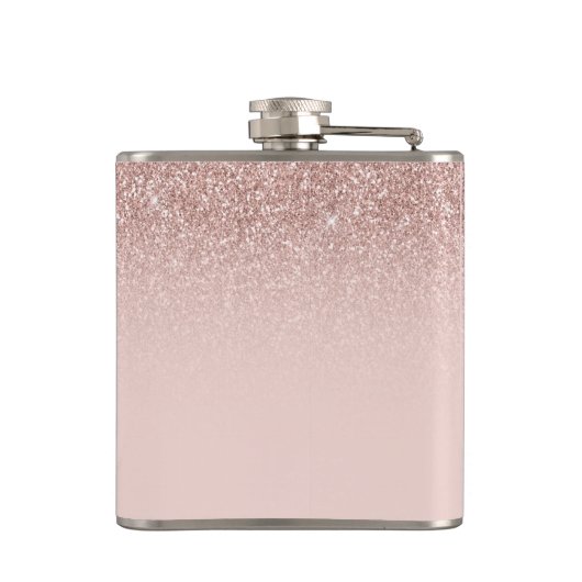 Blush Roze Rose Gold Ombre 21st Birthday Gift Heupfles (Achterkant)