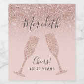 Blush Roze Rose Gold Ombre 21ste verjaardag Wijn Etiket (Enkel label)