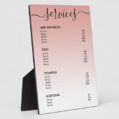 Blush roze Rose Gold Salon Price List Service Menu Fotoplaat (Zijkant)