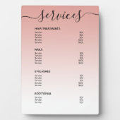 Blush roze Rose Gold Salon Price List Service Menu Fotoplaat (voorkant)