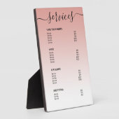 Blush roze Rose Gold Salon Price List Service Menu Fotoplaat (Zijkant)
