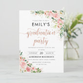Blush Roze Rose Goud Afstudeerfeest Uitnodiging (Staand voorkant)