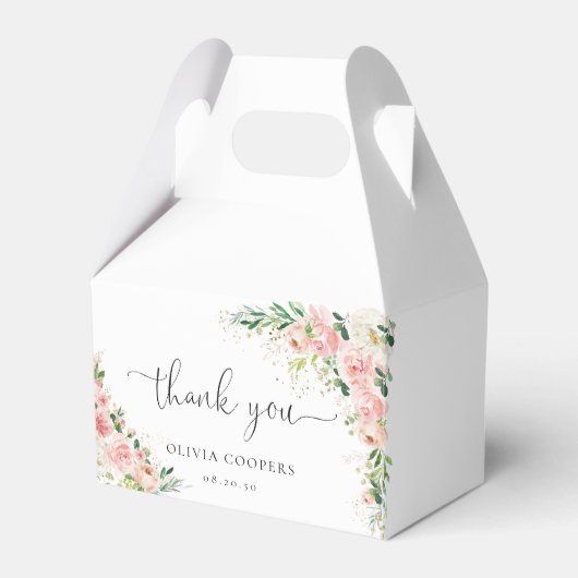 Blush Roze Rose Goud Baby shower Favor Box Bedankdoosjes (Voorkant Zijde)