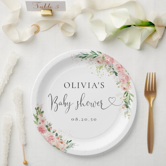 Blush Roze Rose Goud Baby shower Papier Bord (Huwelijk)