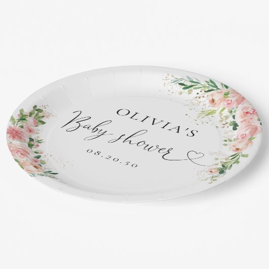 Blush Roze Rose Goud Baby shower Papier Bord (Gekanteld)