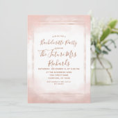 Blush Roze Rose Goud Bachelorette Party Uitnodigin Kaart (Staand voorkant)
