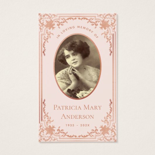 Blush Roze Rose Goud Begrafenis Gebed Kaart (Voorkant)