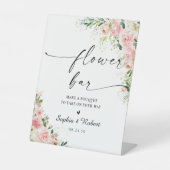 Blush Roze Rose Goud Bloem Bar Teken Reclamebord Met Voetstuk (Voorkant)
