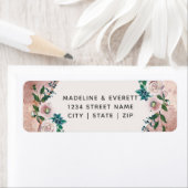 Blush Roze Rose Goud Bloemen Bruiloft Retouradres Etiket (Insitu)