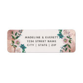 Blush Roze Rose Goud Bloemen Bruiloft Retouradres Etiket (Voorkant)