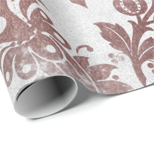 Blush Roze Rose Goud Bloemen Poeder Grungy Wit Cadeaupapier