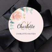 Blush roze rose goud bloemeneucalyptus dank u ronde sticker