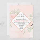 Blush roze rose goud bloemenmeisje baby shower kaart (Voorkant)