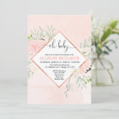 Blush roze rose goud bloemenmeisje baby shower kaart (Staand voorkant)