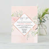 Blush roze rose goud bloemenmeisje Sip en See Kaart (Staand voorkant)