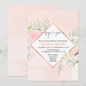 Blush roze rose goud bloemenmeisje Sip en See Kaart (Voorkant / Achterkant)