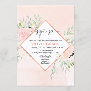 Blush roze rose goud bloemenmeisje Sip en See Kaart