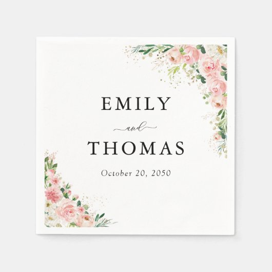 Blush Roze Rose Goud Bruiloft Servetten (Voorkant)