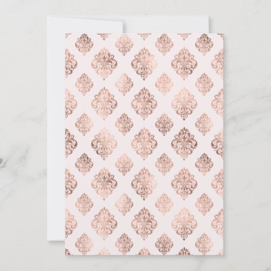 Blush Roze Rose Goud Damast Arch Moslim Bruiloft Kaart (Achterkant)