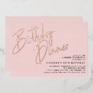 Blush Roze Rose Goud Elegant Meisje Verjaardags Di Folie Uitnodiging