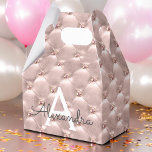 Blush Roze Rose Goud Elegant  Monogram Bedankdoosjes<br><div class="desc">Blush Pink Rose Gold Jeweled  Elegant Gift Favor Box. Deze geschenkdoos kan worden aangepast om uw initiaal en voornaam op te nemen en maakt een geweldige verjaardagsfeestje,  vrijgezellenfeest,  vrijgezellenfeest of baby shower geschenkdoos. Neem contact op met</div>