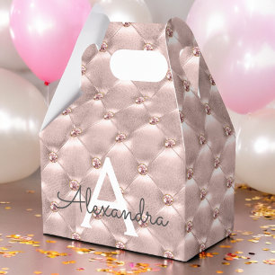Blush Roze Rose Goud Elegant Monogram Bedankdoosjes