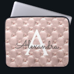 Blush Roze Rose Goud Elegant Monogram Laptop Sleeve<br><div class="desc">Blush Pink Rose Gold Elegant, Monogram Hoesje. Dit hoesje kan worden aangepast om uw initiaal en voornaam op te nemen.</div>