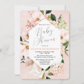 Blush roze rose goud floral waterverf baby shower kaart (Voorkant)