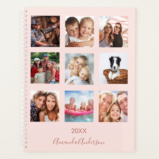 Blush roze rose goud foto collage 2026 planner (Voorkant)