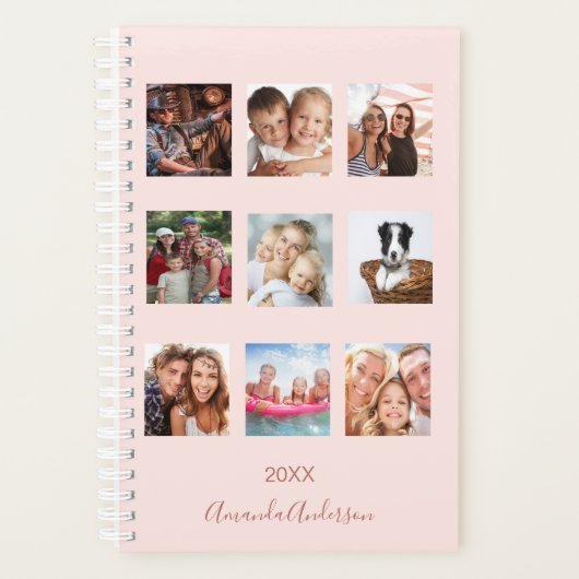 Blush roze rose goud foto collage planner (Voorkant)