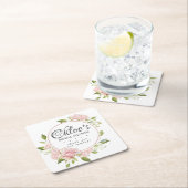 Blush Roze Rose Goud Frame Bruiloftsfeest Kartonnen Onderzetters (Insitu)