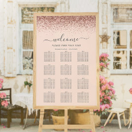Blush Roze Rose Goud Glitter Bruiloft Zitplaatsen Poster