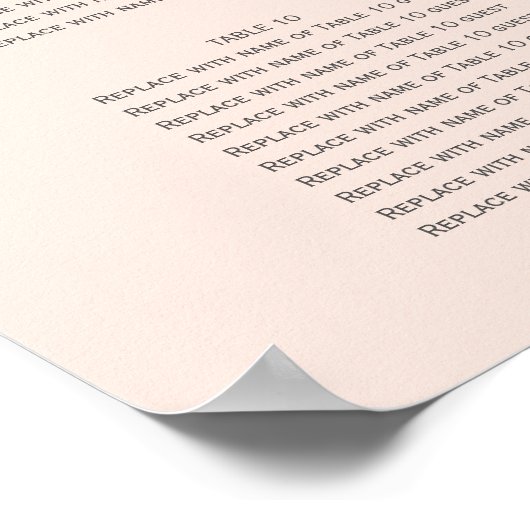 Blush Roze Rose Goud Glitter Bruiloft Zitplaatsen Poster (Hoek)