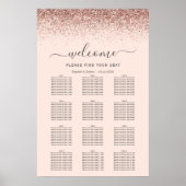 Blush Roze Rose Goud Glitter Bruiloft Zitplaatsen Poster (Voorkant)