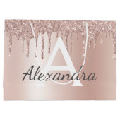 Blush Roze Rose Goud Glitter Monogrammed Chic Groot Cadeauzakje (Achterkant)