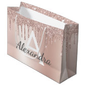 Blush Roze Rose Goud Glitter Monogrammed Chic Groot Cadeauzakje (Voorkant Gekanteld)