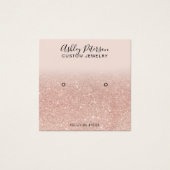 Blush roze rose goud glitter stud oorbel display vierkante visitekaartjes (Voorkant)