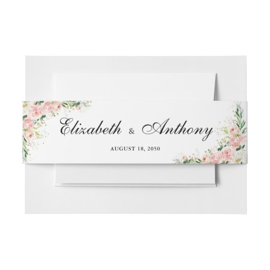 Blush Roze Rose Goud Huwelijksceremonie Uitnodigingen Wikkel (Voorkant Voorbeeld)