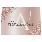 Blush Roze Rose Goud Metallic Glitter Monogram Groot Cadeauzakje (Voorkant)
