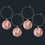 Blush Roze Rose Goud Modern & Elegant Monogram Wijnglashanger<br><div class="desc">Blush Pink Rose Gold Modern en Elegant Monogram Metallic Faux Brushed Metal Wine Charm. Deze Wine Charms kunnen worden aangepast om uw initiaal en voornaam op te nemen. De Roos Gold Faux Stainless Steel Wine Charms maakt een geweldig Vrijgezellenfeest, verjaardagsfeestje of vrijgezellenfeestgeschenk voor die speciale persoon die van roze houdt....</div>
