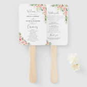 Blush Roze Rose Goud Trouwprogramma Hand Fan Handwaaier (Voorkant en achterkant)