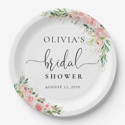 Blush Roze Rose Goud Vrijgezellenfeest Papier Bord (Voorkant)