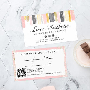 Blush Roze & Rose Goud Waterverf Nagelafspraak Visitekaartje